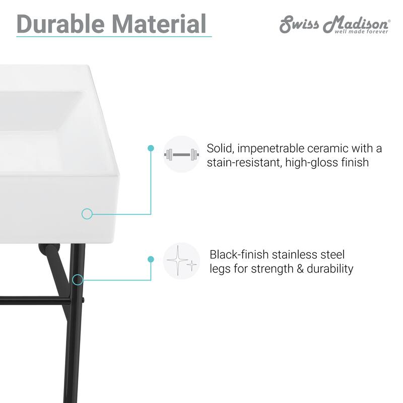 Claire 24" Console Sink White Basin Black Legs Bed Bath & Beyond